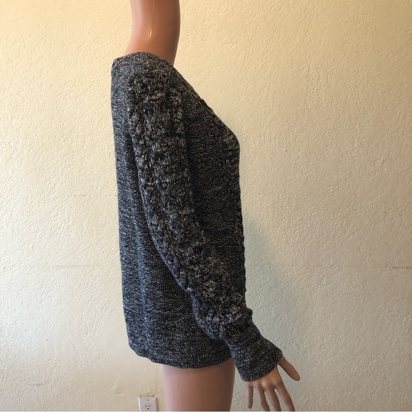 Gap Women’s Size L Black/White Cable Knitted Warm Sweater Long Sleeves Elastic - Picture 4 of 16